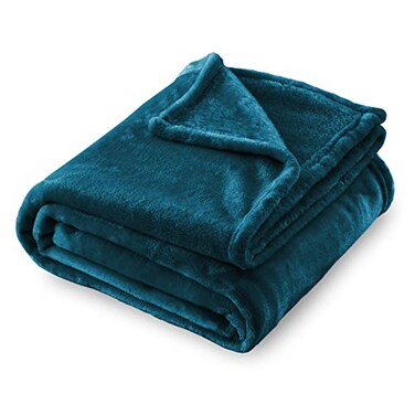 SOCHOW Flannel Fleece Blanket Twin Size All Season Lightweight Super Soft Cozy Blanket for Bed or Couch Blue Coral 60 X 80