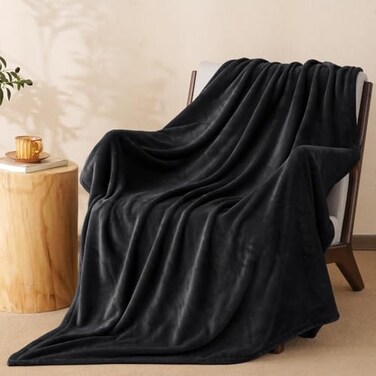 PHF No Shed No Pilling Fleece Throw Blanke Ultra Soft Lightweight Cozy Bed Blanket Plush AntiStati Microfiber Thows for Sofa Couch 1 Piece 50 x 60 Black