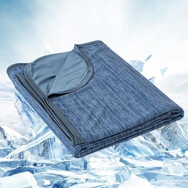 OIGAE Cooling Blanket for Hot Sleepers Soft Lightweight Summer Cold Blanket for Night Sweats Perfect for Bed Couch Sofa Dark Blue King 90 x 108