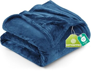Utopia Bedding Fleece Blanket Queen Size Royal Blue 300GSM Luxury Fuzzy Soft AntiStatic Microfiber Bed Blanket 90x90 Inch