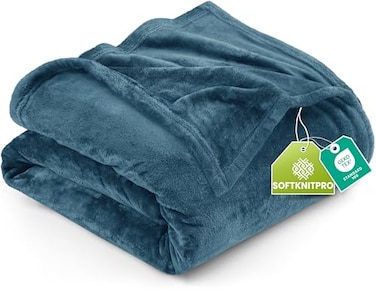 Utopia Bedding Fleece Blanket Queen Size Stone Blue 300GSM Luxury Fuzzy Soft AntiStatic Microfiber Bed Blanket 90x90 Inch