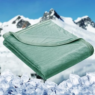 HOMFINE Cooling Blankets for Hot Sleepers Summer Blanket Thin Lightweight Breathable Soft Double Side Enhanced Cooling for Bed Couch Sofa Keep Cool for Night Sweats Green 90 x 90 inches
