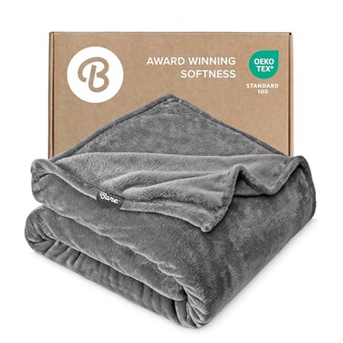 Bare Home Fleece Blanket King Size UltraSoft Lightweight for Bed Sofa and Couch Luxury Microplush Cozy Warm Blanket King Grey