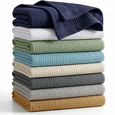 Tex Trend 100 Cotton Waffle Weave Blanket King Size Soft Breathable Cooling Blanket for Bed Lightweight Cozy Summer Spring Bedding Grey 90x108