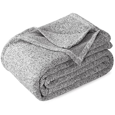 KAWAHOME Summer Sweatshirt Blanket King Size for BedLightweight Breathable Blankets Soft Thin Knit Jersey Blanket for Hot Sleepers 108 X 90 Inches Heather Grey