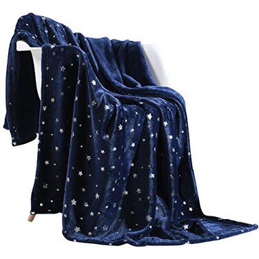 NANPIPER Throw Blanket Ultra Soft Thick Microplush Bed Blanket All Season Premium Fluffy Microfiber Fleece Throw for Sofa Couch Twin Size 65x80 Navy Blue