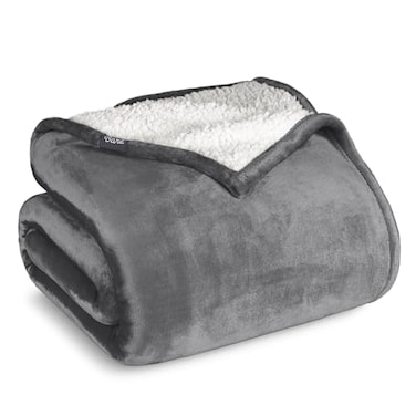 Bare Home Sherpa Fleece Blanket TwinTwin Extra Long Blanket for Bed Sofa and Couch Warm Lightweight Fluffy Soft Reversible TwinTwin XL Grey