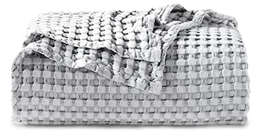 Bedsure Cooling Cotton Waffle Twin XL Blanket Lightweight Breathable Blanket of Rayon Derived from Bamboo for Hot Sleepers Luxury Throws for Bed Couch and Sofa Grey 66x90 Inches