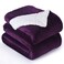 NANPIPER Bed Blanket Reversible Sherpa Flannel Blanket Super Soft Fuzzy Lightweight Fleece Microfiber 90x90 Purple Queen
