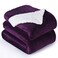 NANPIPER Bed Blanket Reversible Sherpa Flannel Blanket Super Soft Fuzzy Lightweight Fleece Microfiber 90x90 Purple Queen