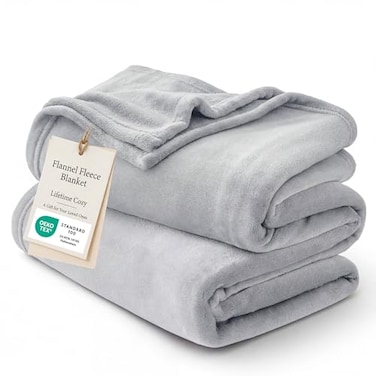 Bedsure GentleSoft Fleece Blanket Twin Size Light Grey 300GSM Lightweight Plush Fuzzy Cozy Soft Warm Blanket for Bed Sofa Couch Travel Camping 60x80 inches