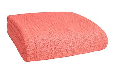 Belizzi Home 100 Cotton Bed Blanket Breathable Bed Blanket Full Queen Size Cotton Thermal Blankets Full Queen Perfect for Layering Any Bed for All Season Coral