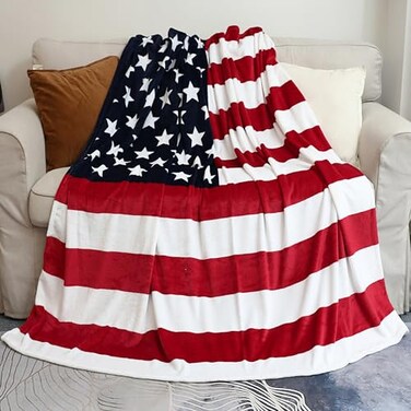 Sviuse American Flag Blanket Twin Size USA Throw Blanket 60x80 Inches Gifts Blanket for Bed Couch Chair Fall Winter Camping Living Room Office