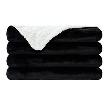 NANPIPER Sherpa Blanket King Fleece Bed Blankets Soft and Warm Fuzzy MicrofiberBlack 90x108