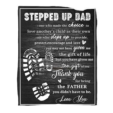 HAXOILO Stepped Up Dad Blanket to My Bonus Dad Father Daddy Throws Gifts for Fathers Day Birthday 50x60 in