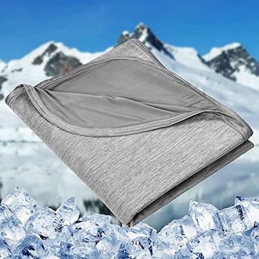 HOMFINE Cooling Blankets for Hot Sleepers Summer Blanket Thin Lightweight Breathable Soft Double Side Enhanced Cooling for Bed Couch Sofa Keep Cool for Night Sweats Grey 90 x 90 inches