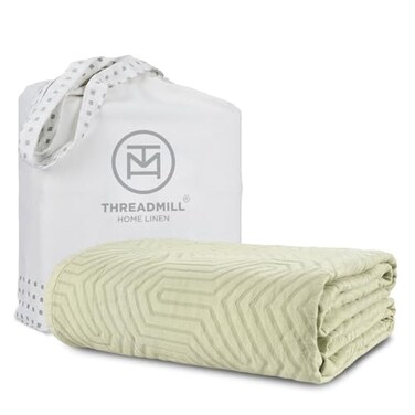 Threadmill Luxury Cotton Blankets for King Size Bed AllSeason Cozy 100 Cotton King Size Blanket Aster Soft Lightweight Coverlet fits California King Size Bed 104x92 Sage Green