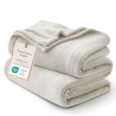 Bedsure GentleSoft Fleece Throw XL Blanket Linen 300GSM Soft Lightweight Plush Cozy Blankets for Bed Sofa Couch Travel Camping 50x70 inches