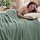 PHF Cooling Waffle Blanket Queen Size Lightweight 60 Rayon from Bamboo 40 Cotton Breathable Blanket for Hot Sleepers Summer Use Soft Luxury for Bed Couch Sofa 90x90 Slate