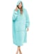 ililmmoe Sherpa Wearable Blanket Oversized Hoodie Sweatshirt TV Blanket with Long Sleeves and PocketOne Size Fit AllLakeblue