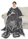 Catalonia Sherpa Wearable Blanket with Sleeves Foot Pockets for Adult Women Men Comfy Snuggly Wrap Sleeved Throw Blanket Robe Gift Idea Grey