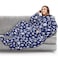 PAVILIA Fleece Blanket with Sleeves Foot Pockets for Women Men Adults Plush Wearable Blanket Throw Wrap Warm Snuggle Blanket Robe Cozy Gift Ideas Wife Mom Snowflake Blue