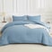 AveLom Seersucker Queen Comforter Set 90x90 Grayish Blue 3 Pieces Soft Microfiber Down Alternative Bedding
