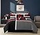 Chezmoi Collection 7Piece Quilted Patchwork Comforter Set RedGrayBlack Queen