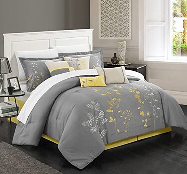 Chic Home 8 Piece Bliss Garden Comforter Set King Yellow