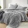 Intelligent Design Queen Comforter Set Cozy Plush Bedding Microfiber Reverse 3 Piece Lightweight Super Soft Ribbed Velvet Comforter 2 Shams All Season Fluffy Bed Set Avril FullQueen Grey