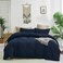KAREVER Navy Blue Comforter Queen Bedding Set Women Soft Dark Navy Bedding Comforter Set Men Breathable Durable Bed Set