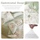 ALEISSEL Natural Cotton 3pcs Botanical Comforter Sets Queen SizeGreen Comforter with Red Blue FlowersGray Leaves on OffWhite Reversible Lightweight Bedding SetsFullQueen