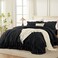 Andency Black Queen Comforter Set90x90Inch 3 Pieces Lightweight Fluffy Ruffle Bedding Comforter Sets for Queen Bed Farmhouse Shabby Chic Soft Polyester All Season Bed Set