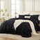 Andency Black Queen Comforter Set90x90Inch 3 Pieces Lightweight Fluffy Ruffle Bedding Comforter Sets for Queen Bed Farmhouse Shabby Chic Soft Polyester All Season Bed Set