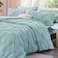 BEDELITE Dusty Blue Queen Comforter Set 3 Pieces Boho Pintuck Bedding Comforter Sets Lightweight Soft Warm Bed Comforter Queen with 2 Pillowcases for All Season