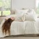 Bedsure King Size Comforter Set 7 Pieces White King Bedding Set for All Seasons Boho Contrasting Design Bed in a Bag with Comforter Sheets Pillowcases Shams