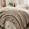 Bedsure Luxury Comforter Sets Queen 5 Pieces Boho Comforter Set Queen with Checkered Throw Blanket Decorative PillowSummer Comforter All Season Bedding Sets Linen Beige Brown