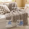 Bedsure Luxury Comforter Sets Queen 5 Pieces Boho Comforter Set Queen with Checkered Throw Blanket Decorative PillowSummer Comforter All Season Bedding Sets Linen Beige Brown