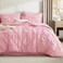 Bedsure Queen Comforter Set Baby Pink Bed in a Bag Queen Size Bedding 7 Pieces GentleSoft Pintuck Bed Set Gift for Family All Season Down Alternative Comforter with Sheets Pillowcases Shams