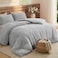 Bedsure Queen Fluffy Comforter Set GentleSoft 3 Pieces Luxury Fleece Bed Light Grey Bedding Cozy Room Decor Aesthetic 1 Queen Bed Comforter 90x90 and 2 Pillowcases 20x26