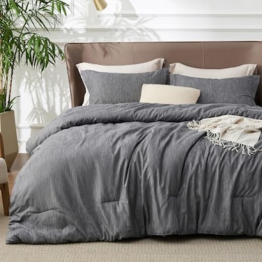 Bedsure TwinTwin XL Comforter Set Charcoal Grey Soft Bedding for All Seasons Cationic Dyed Bed Set 2 Pieces 1 Twin Size Comforter 68x88 and 1 Pillow Sham 20x262
