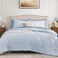 BLOOMHAVEN Queen Comforter Set 7 Pieces Blue Bedding Sets for All Seasons Lightweight Soft Bed in a Bag Queen with Revesible Farmhouse Comforter Sheets Pillowcases Shams