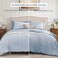 BLOOMHAVEN Queen Comforter Set 7 Pieces Blue Bedding Sets for All Seasons Lightweight Soft Bed in a Bag Queen with Revesible Farmhouse Comforter Sheets Pillowcases Shams
