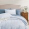 BLOOMHAVEN Queen Comforter Set 7 Pieces Blue Bedding Sets for All Seasons Lightweight Soft Bed in a Bag Queen with Revesible Farmhouse Comforter Sheets Pillowcases Shams