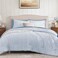 BLOOMHAVEN Queen Comforter Set 7 Pieces Blue Bedding Sets for All Seasons Lightweight Soft Bed in a Bag Queen with Revesible Farmhouse Comforter Sheets Pillowcases Shams
