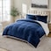 Cathay Home Full Comforter Set Ultra Soft and Plush Reversible Micromink and Sherpa 3Piece Bedding Set Navy Full 76 x 86
