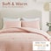 Comfort Spaces Cotton Comforter Set Jacquard PomPom Tufts Design Down Alternative All Season Modern Bedding Matching Shams FullQueen Phillips Blush