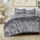 Comfort Spaces Juliette Luxe Comforter Set Velvet Lush with Soft Brushed Microfiber Reverse All Season Cozy Velvet Bedding Sets Fluffy Comforter Bed Set Matching Sham Grey King 3 Piece