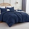 CozyLux Full Size Comforter Set Navy Blue 3 Pieces Lightweight Down Alternative Quilted Bedding Sets All Season Soft Breathable Solid Comforter with 2 Pillowcases Luxury Bed Set Gift for Home