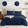 CozyLux Full Size Comforter Set Navy Blue 3 Pieces Lightweight Down Alternative Quilted Bedding Sets All Season Soft Breathable Solid Comforter with 2 Pillowcases Luxury Bed Set Gift for Home